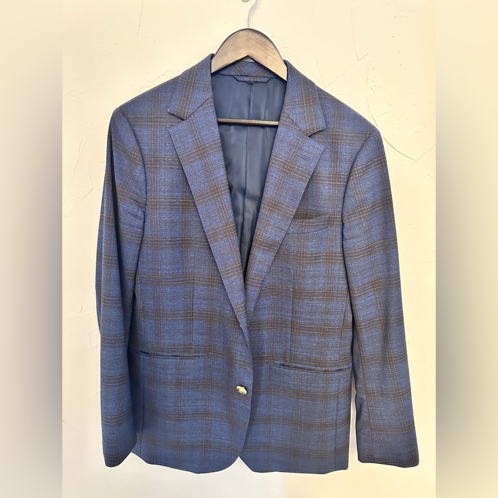 Bonobos | Navy and Charcoal Plaid Blazer, 40R